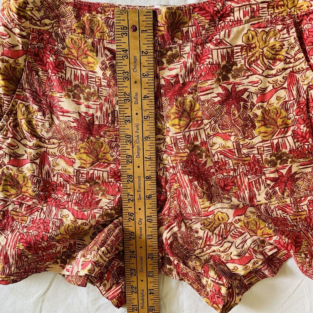 Joie Linen Rayon Pull-on Shorts Medium Pink Tropical Palm Beach Coastal Resort - Picture 10 of 11